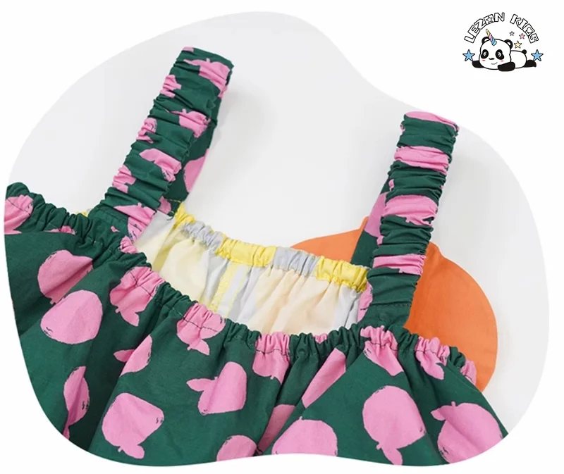 LEZONKIDS - Designer Style Children's Fancy Dress Mock up Design Colorful Girls Color Block Dress